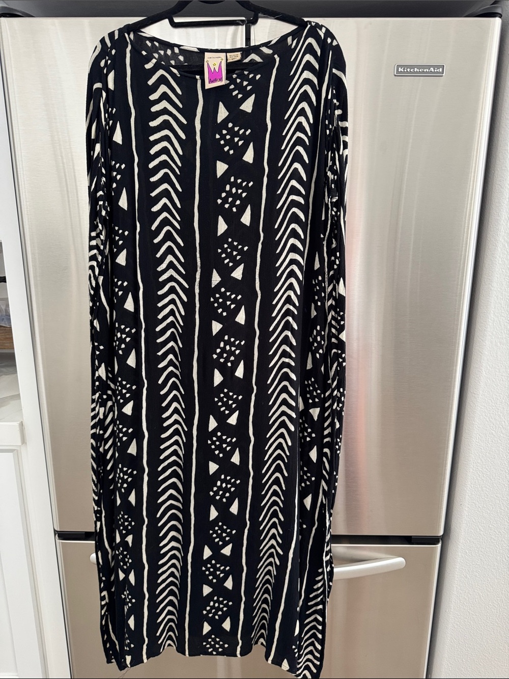 Vintage Black & White Patterned Women's Dress